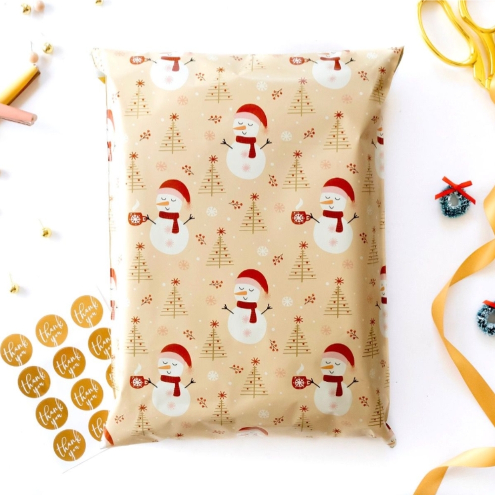 10 14X17 Poly Mailers Snowman